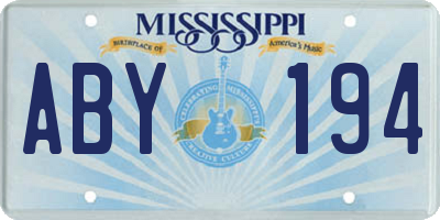 MS license plate ABY194