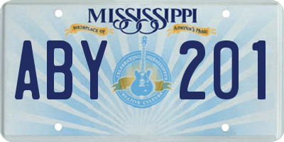 MS license plate ABY201