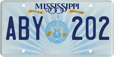 MS license plate ABY202