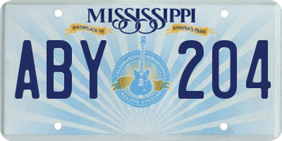 MS license plate ABY204