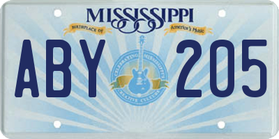 MS license plate ABY205