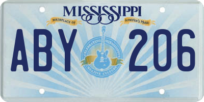 MS license plate ABY206
