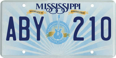 MS license plate ABY210