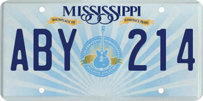 MS license plate ABY214