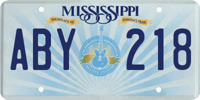 MS license plate ABY218