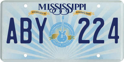 MS license plate ABY224