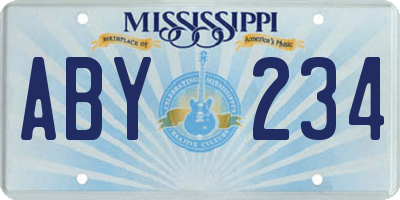 MS license plate ABY234