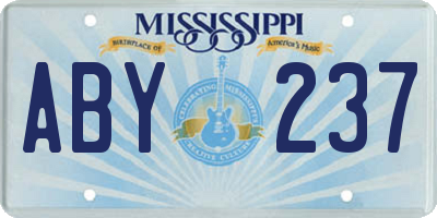 MS license plate ABY237