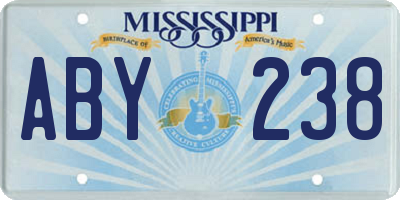 MS license plate ABY238