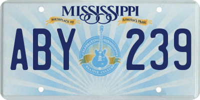 MS license plate ABY239