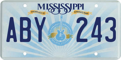 MS license plate ABY243