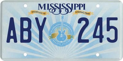 MS license plate ABY245