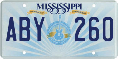 MS license plate ABY260