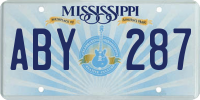 MS license plate ABY287