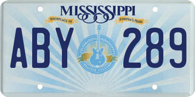MS license plate ABY289