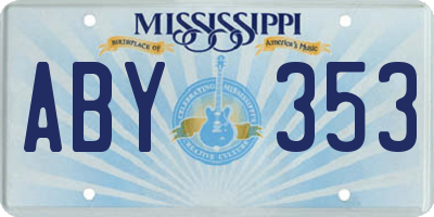 MS license plate ABY353