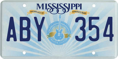 MS license plate ABY354