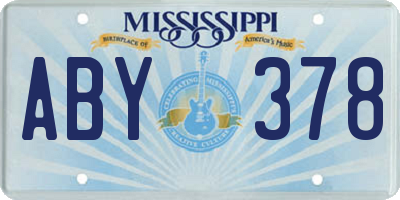 MS license plate ABY378