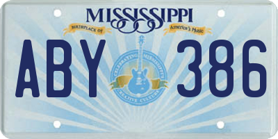 MS license plate ABY386