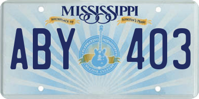 MS license plate ABY403
