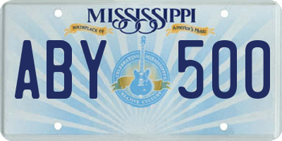 MS license plate ABY500
