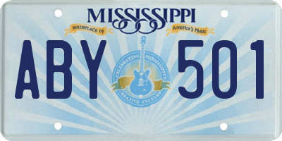 MS license plate ABY501