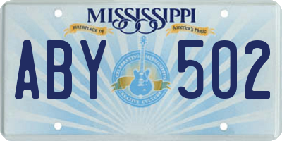 MS license plate ABY502