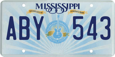 MS license plate ABY543