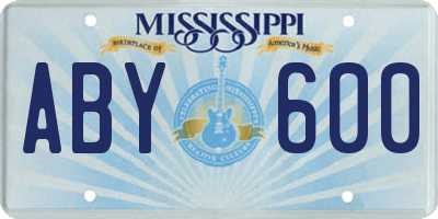 MS license plate ABY600
