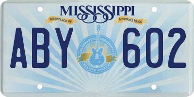 MS license plate ABY602