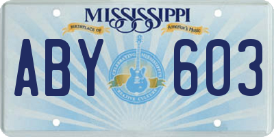 MS license plate ABY603