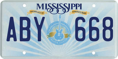 MS license plate ABY668