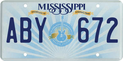 MS license plate ABY672