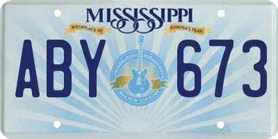 MS license plate ABY673