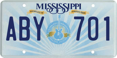 MS license plate ABY701