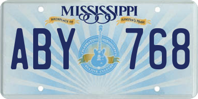 MS license plate ABY768