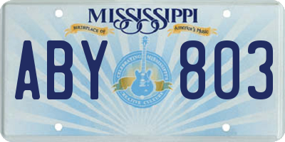 MS license plate ABY803