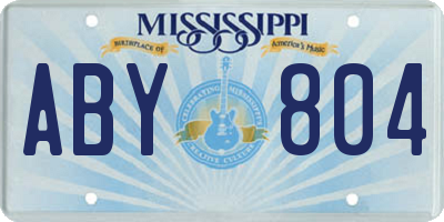 MS license plate ABY804