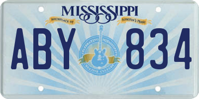 MS license plate ABY834