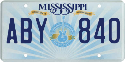 MS license plate ABY840