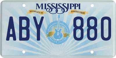 MS license plate ABY880