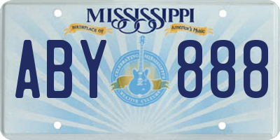 MS license plate ABY888