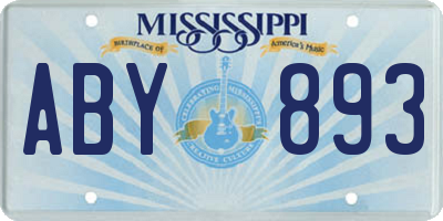 MS license plate ABY893