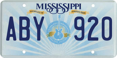 MS license plate ABY920