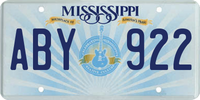 MS license plate ABY922