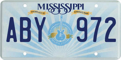 MS license plate ABY972