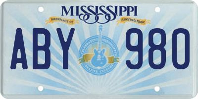 MS license plate ABY980