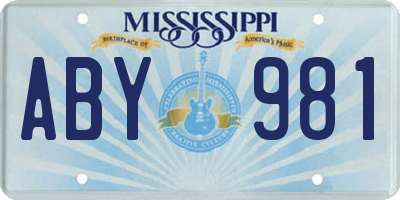 MS license plate ABY981