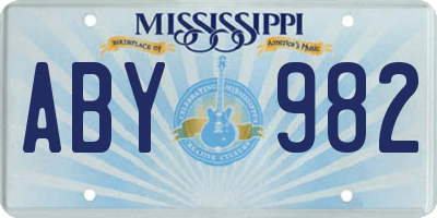 MS license plate ABY982