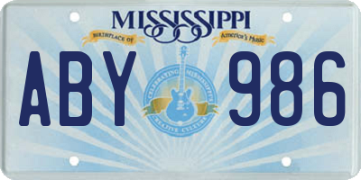 MS license plate ABY986
